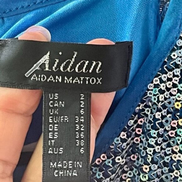Aidan Mattox Formal Sequin Halter Mini Dress with Cutout Size 2 Marine Blue NWT - Picture 7 of 16